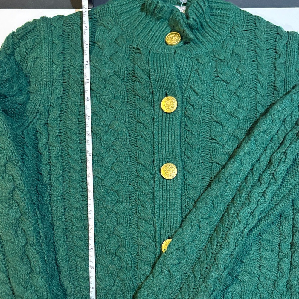 Like NEW J.Crew Green Cable Knit Cardigan Sweater - Picture 5 of 7